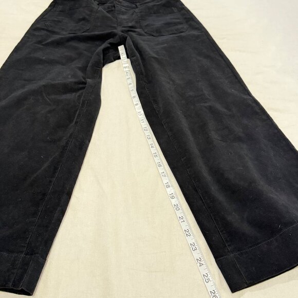 Liverpool Crop Wide Leg Micro Corduroy Patch Pocket Black Pants Size 10 - Picture 6 of 6